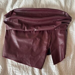 SHEIN Burgundy Faux Leather Crop Top
